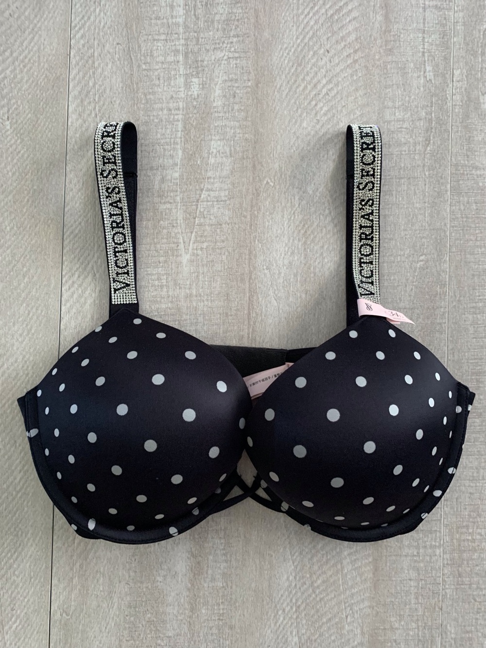 Victoria’s Secret Logo Shine Strap Bombshell Push-Up Bra Size 34D